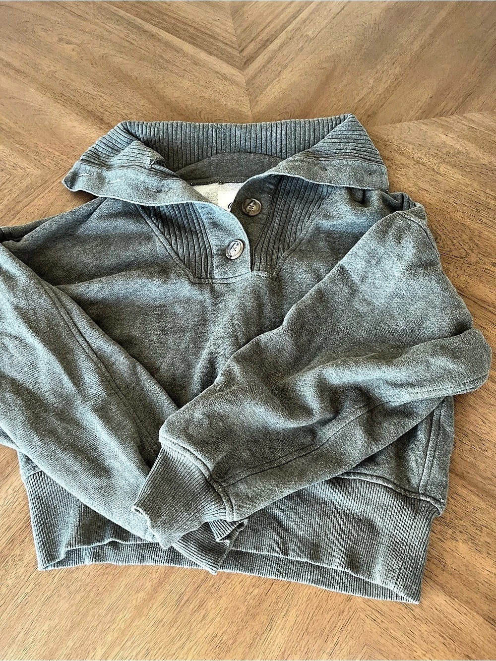 Aerie Best Button Sweatshirt Gray Button Front Sweatshirt Size XXS